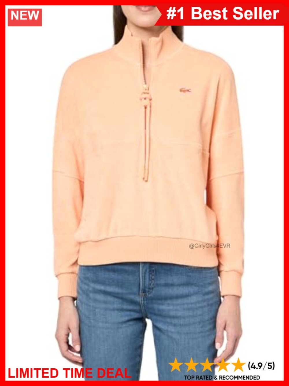 Oversize High Neck Zipped Fleece Sweatshirt 3/4 Zip Pullover